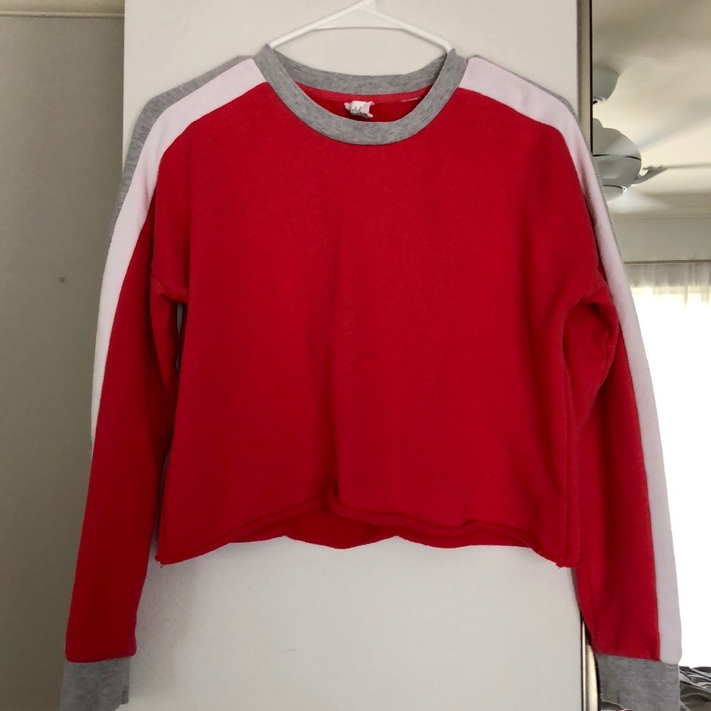 Destined red, white, and grey crewneck